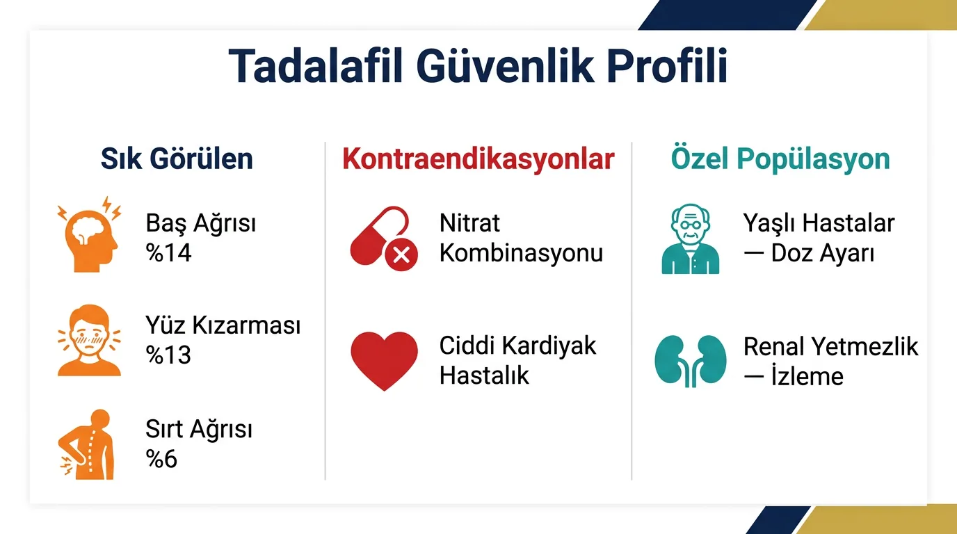 Tadalafil safety profile: contraindications and drug interactions infographic